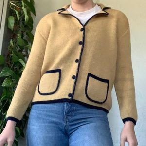 piping detailed collared cardigan